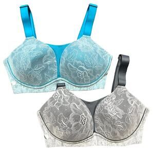 CACIQUE SPORT (2) Medium Impact No Wire Bras  Gray and Blue  SZ 32D